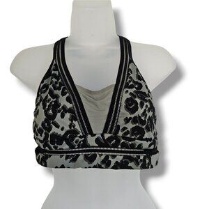 Victoria Sport Racer Back Sports Bra Size L Leopard Print Green Black Mesh Gym